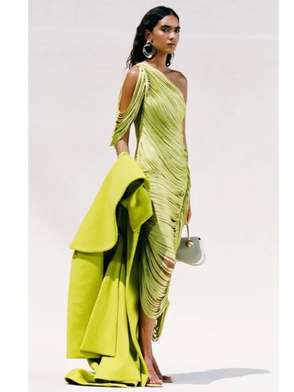 CULT GAIA Women's Sona One-Shoulder Draped Fringe Dress Size S NEW - Picture 1 of 16